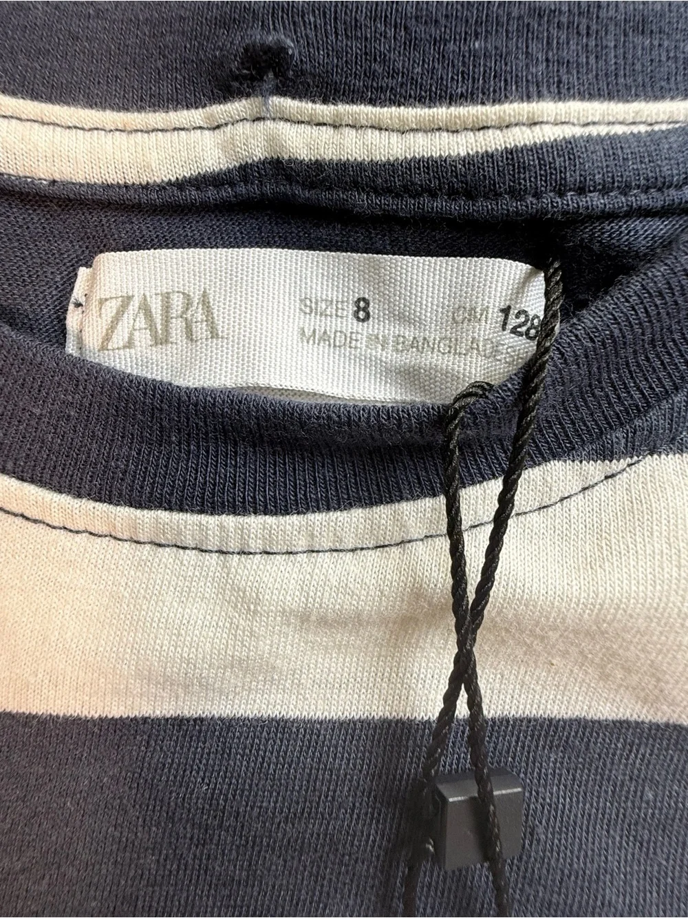 Zara Kids Navy &‎ Cream Striped Long Sleeve Tee Size 8 NWT Coastal Classic